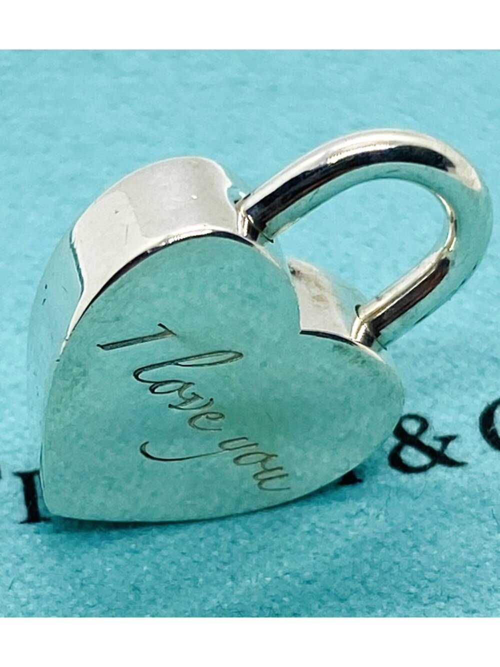 Tiffany & Co Silver 925 I LOVE YOU Heart Padlock Charm Pendant Love